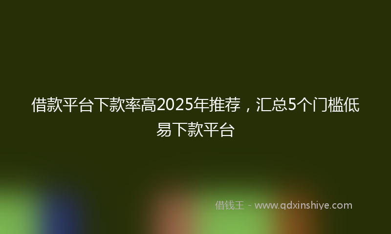 借款平台下款率高2025年推荐，汇总5个门槛低易下款平台