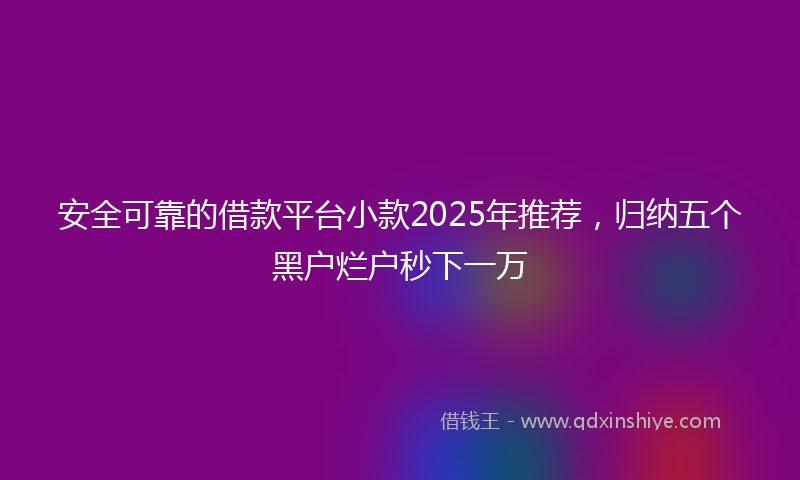 安全可靠的借款平台小款2025年推荐，归纳五个黑户烂户秒下一万