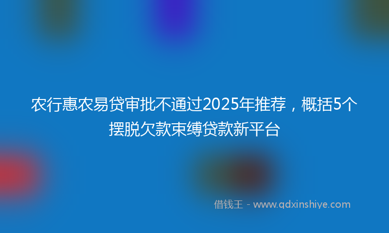 农行惠农易贷审批不通过2025年推荐，概括5个摆脱欠款束缚贷款新平台