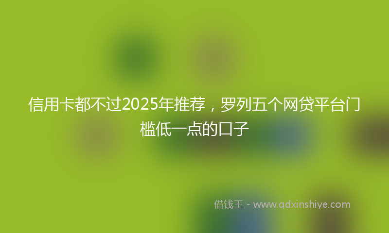 信用卡都不过2025年推荐，罗列五个网贷平台门槛低一点的口子