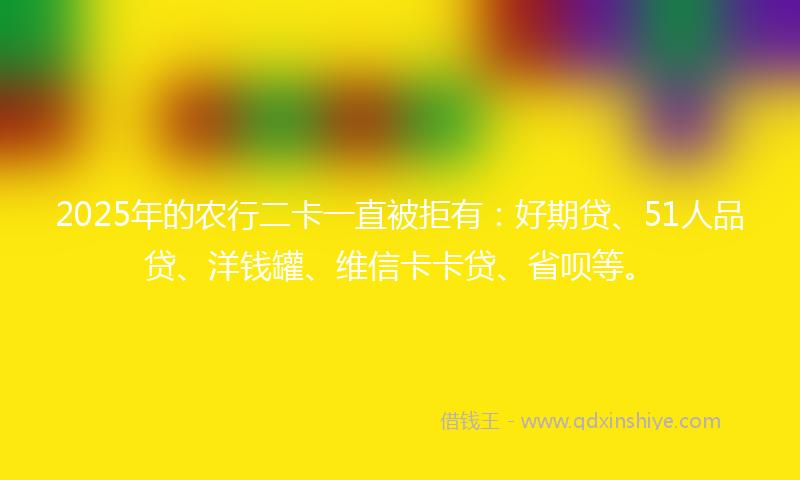 2025年的农行二卡一直被拒有：好期贷、51人品贷、洋钱罐、维信卡卡贷、省呗等。