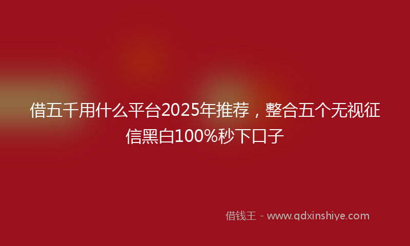 借五千用什么平台2025年推荐，整合五个无视征信黑白100%秒下口子