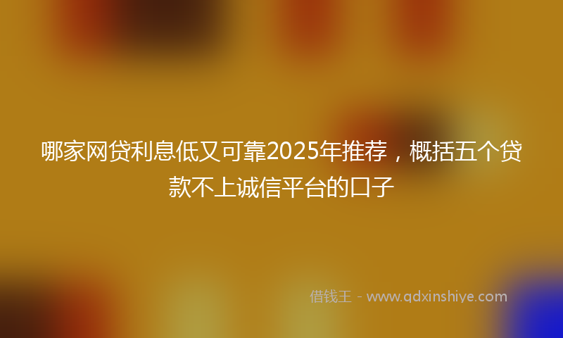 哪家网贷利息低又可靠2025年推荐，概括五个贷款不上诚信平台的口子