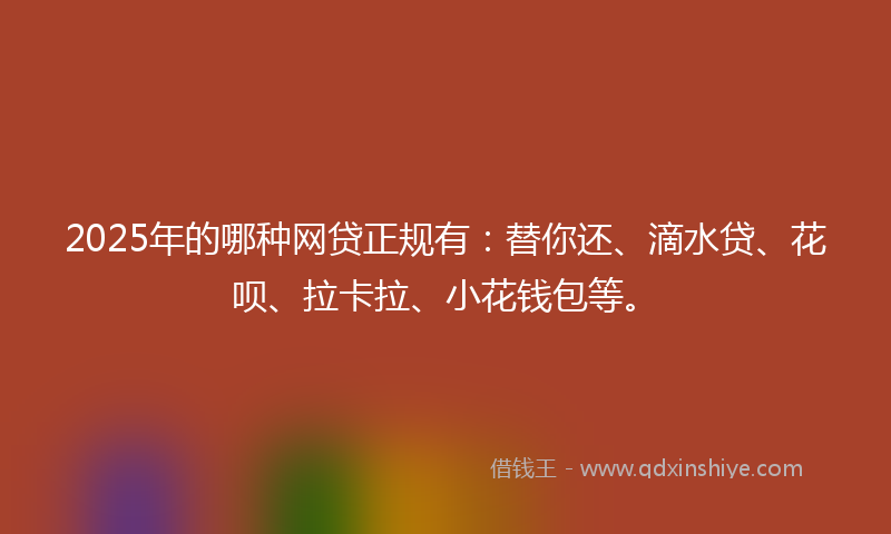2025年的哪种网贷正规有：替你还、滴水贷、花呗、拉卡拉、小花钱包等。
