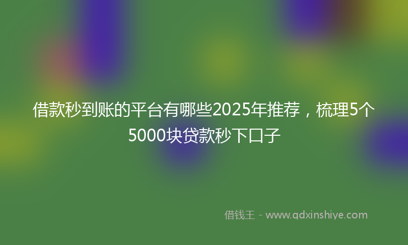 借款秒到账的平台有哪些2025年推荐，梳理5个5000块贷款秒下口子