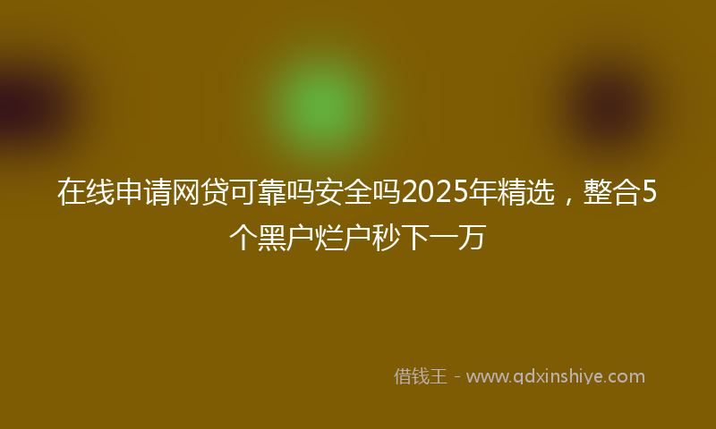 在线申请网贷可靠吗安全吗2025年精选，整合5个黑户烂户秒下一万