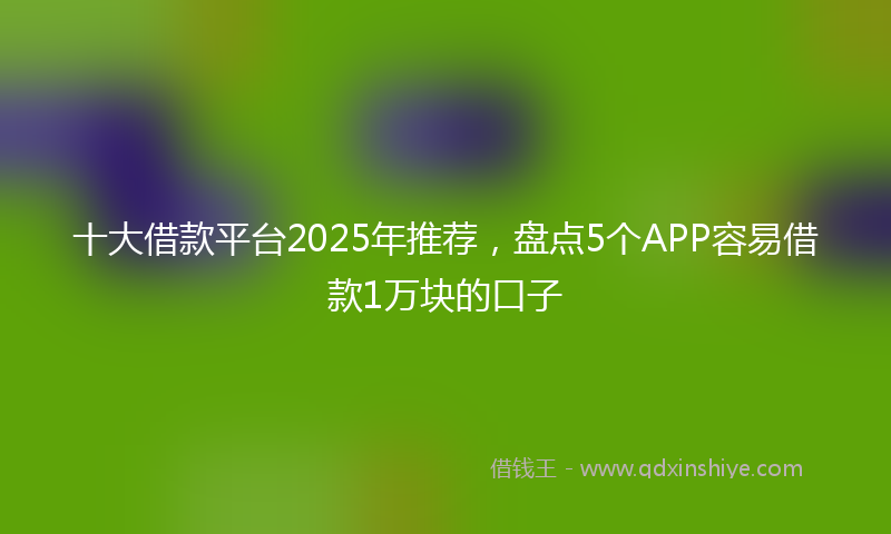 十大借款平台2025年推荐，盘点5个APP容易借款1万块的口子