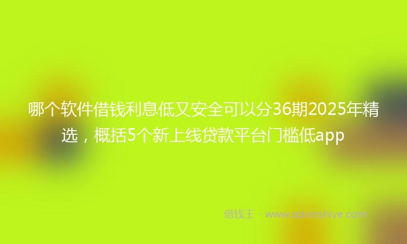 哪个软件借钱利息低又安全可以分36期2025年精选，概括5个新上线贷款平台门槛低app
