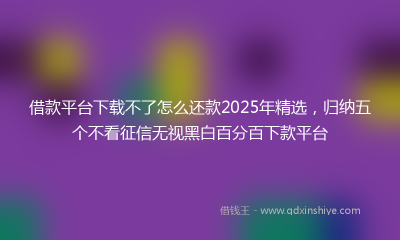 借款平台下载不了怎么还款2025年精选，归纳五个不看征信无视黑白百分百下款平台