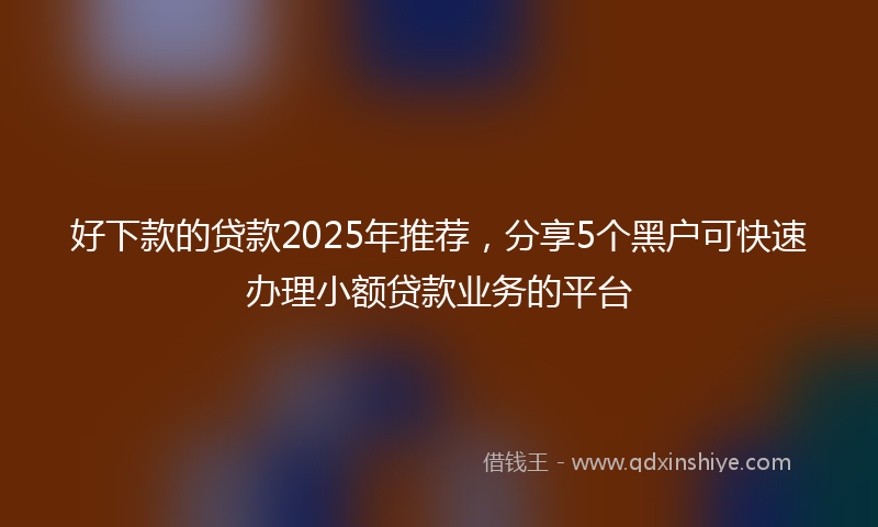 好下款的贷款2025年推荐，分享5个黑户可快速办理小额贷款业务的平台