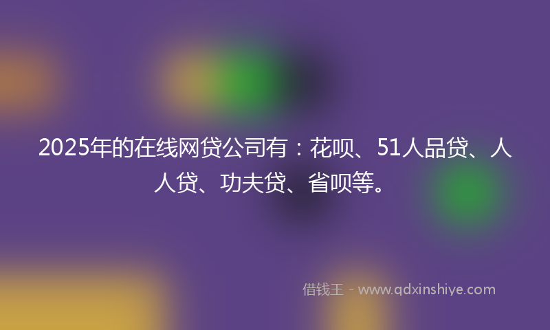 2025年的在线网贷公司有：花呗、51人品贷、人人贷、功夫贷、省呗等。
