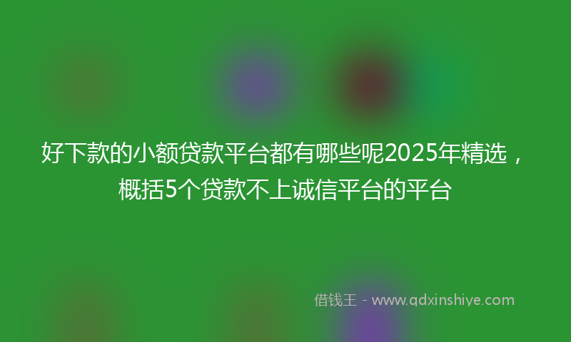 好下款的小额贷款平台都有哪些呢2025年精选，概括5个贷款不上诚信平台的平台