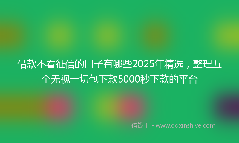 借款不看征信的口子有哪些2025年精选，整理五个无视一切包下款5000秒下款的平台