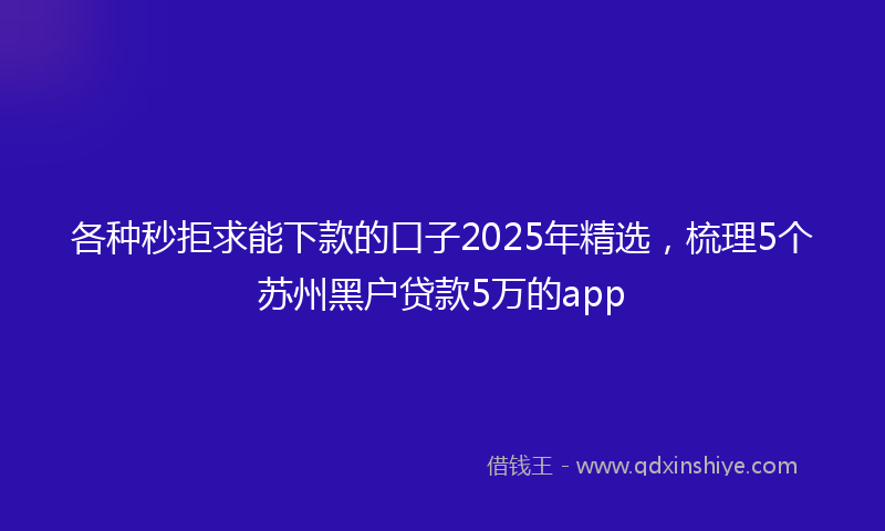 各种秒拒求能下款的口子2025年精选，梳理5个苏州黑户贷款5万的app