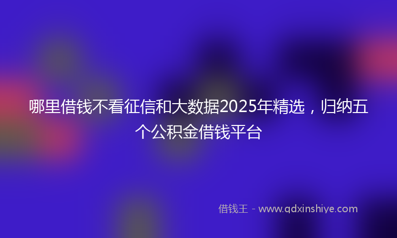 哪里借钱不看征信和大数据2025年精选，归纳五个公积金借钱平台
