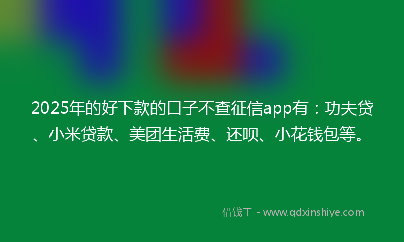 2025年的好下款的口子不查征信app有：功夫贷、小米贷款、美团生活费、还呗、小花钱包等。