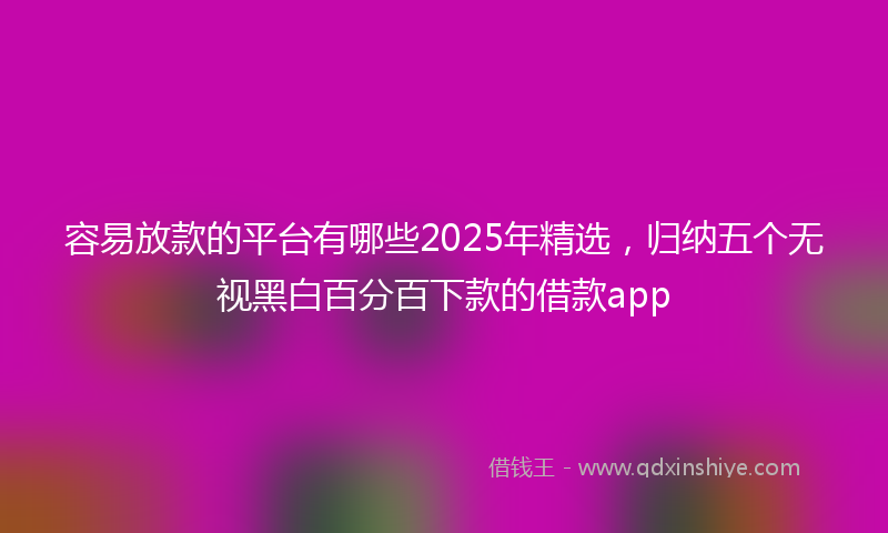 容易放款的平台有哪些2025年精选，归纳五个无视黑白百分百下款的借款app