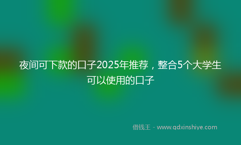 夜间可下款的口子2025年推荐，整合5个大学生可以使用的口子