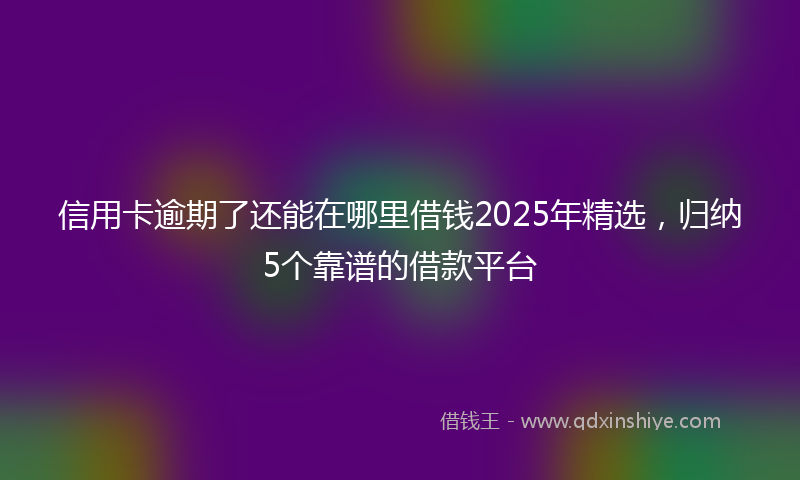 信用卡逾期了还能在哪里借钱2025年精选，归纳5个靠谱的借款平台