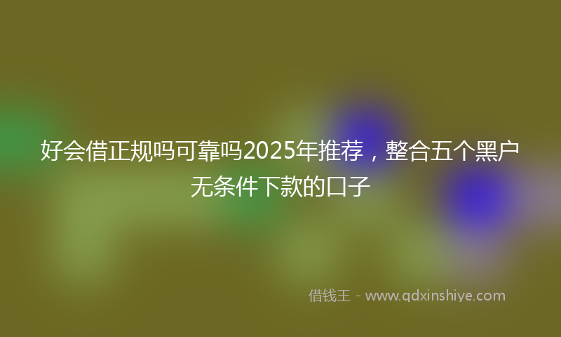 好会借正规吗可靠吗2025年推荐，整合五个黑户无条件下款的口子