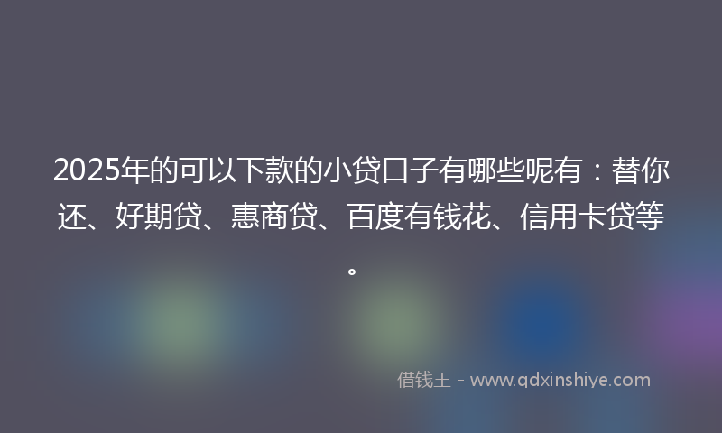 2025年的可以下款的小贷口子有哪些呢有：替你还、好期贷、惠商贷、百度有钱花、信用卡贷等。