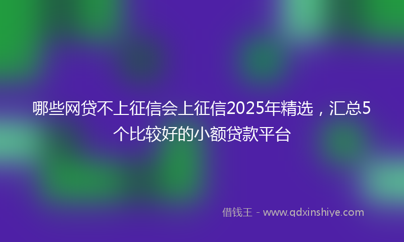 哪些网贷不上征信会上征信2025年精选，汇总5个比较好的小额贷款平台