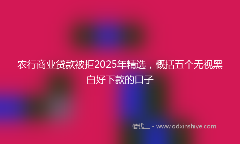 农行商业贷款被拒2025年精选，概括五个无视黑白好下款的口子