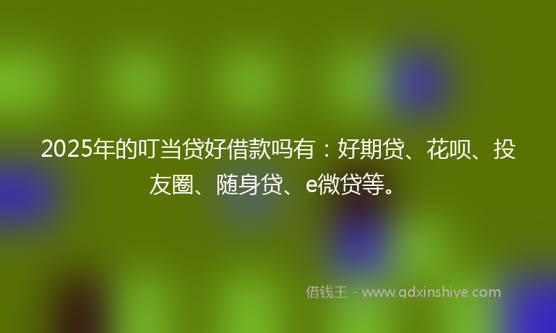 2025年的叮当贷好借款吗有：好期贷、花呗、投友圈、随身贷、e微贷等。