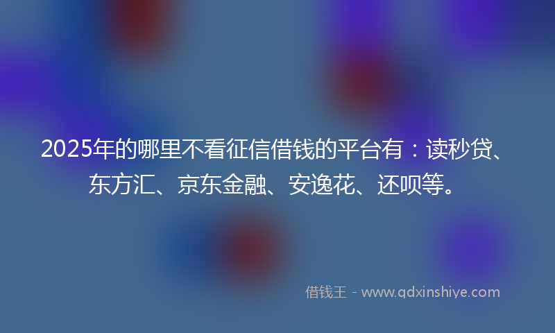 2025年的哪里不看征信借钱的平台有：读秒贷、东方汇、京东金融、安逸花、还呗等。