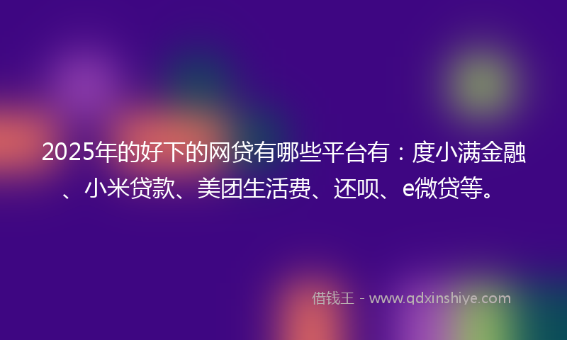 2025年的好下的网贷有哪些平台有：度小满金融、小米贷款、美团生活费、还呗、e微贷等。