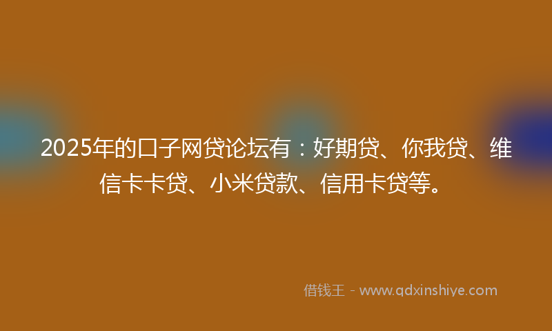 2025年的口子网贷论坛有：好期贷、你我贷、维信卡卡贷、小米贷款、信用卡贷等。