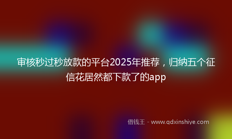 审核秒过秒放款的平台2025年推荐，归纳五个征信花居然都下款了的app