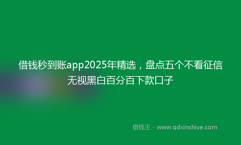 借钱秒到账app2025年精选，盘点五个不看征信无视黑白百分百下款口子