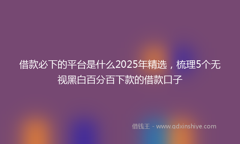 借款必下的平台是什么2025年精选，梳理5个无视黑白百分百下款的借款口子