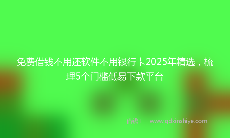 免费借钱不用还软件不用银行卡2025年精选，梳理5个门槛低易下款平台