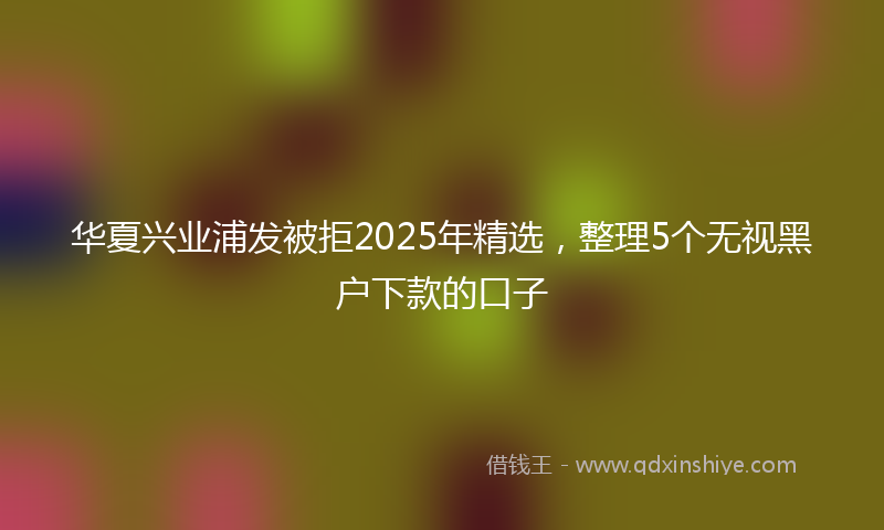 华夏兴业浦发被拒2025年精选，整理5个无视黑户下款的口子