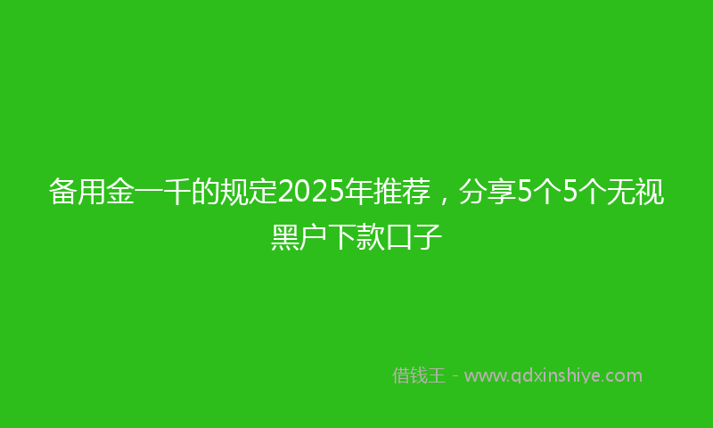 备用金一千的规定2025年推荐，分享5个5个无视黑户下款口子