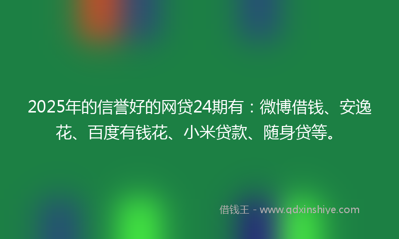 2025年的信誉好的网贷24期有：微博借钱、安逸花、百度有钱花、小米贷款、随身贷等。