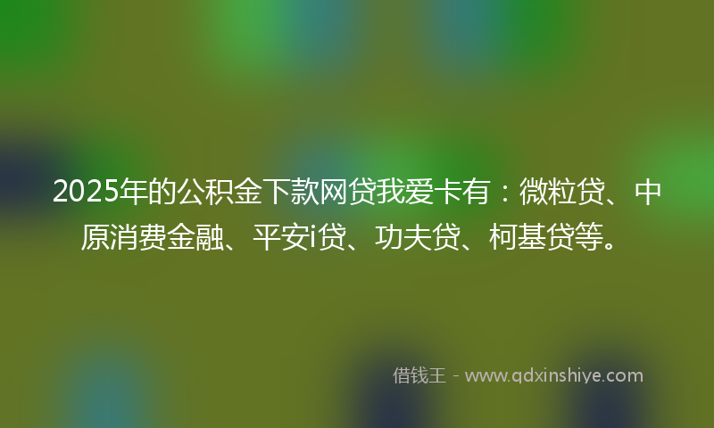 2025年的公积金下款网贷我爱卡有：微粒贷、中原消费金融、平安i贷、功夫贷、柯基贷等。