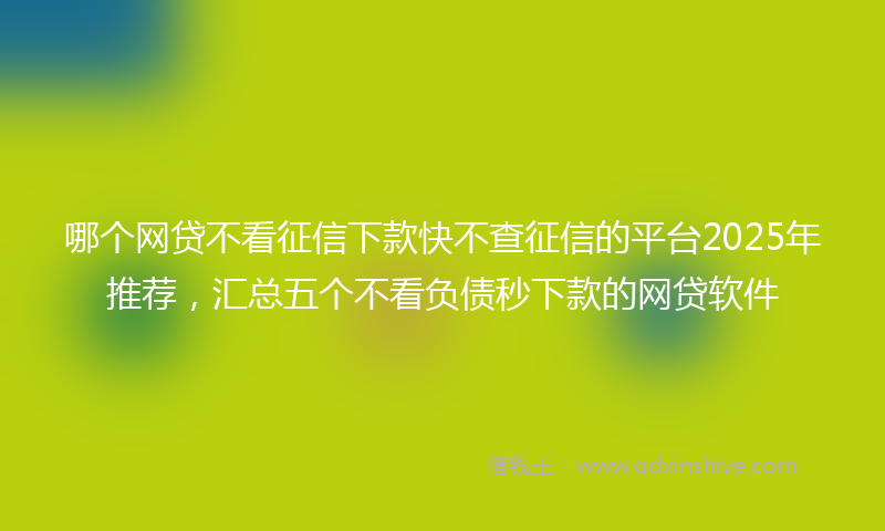 哪个网贷不看征信下款快不查征信的平台2025年推荐，汇总五个不看负债秒下款的网贷软件