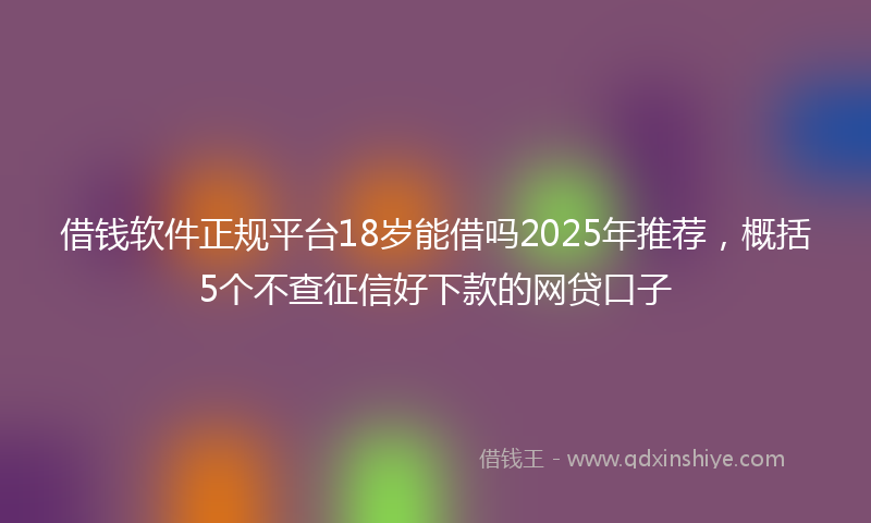 借钱软件正规平台18岁能借吗2025年推荐，概括5个不查征信好下款的网贷口子