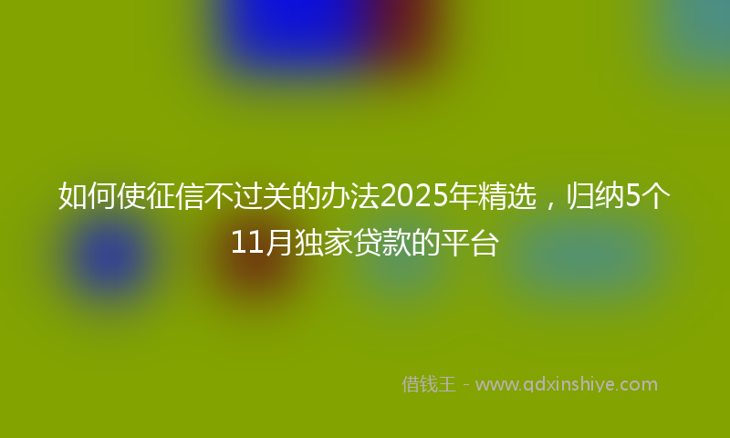 如何使征信不过关的办法2025年精选，归纳5个11月独家贷款的平台