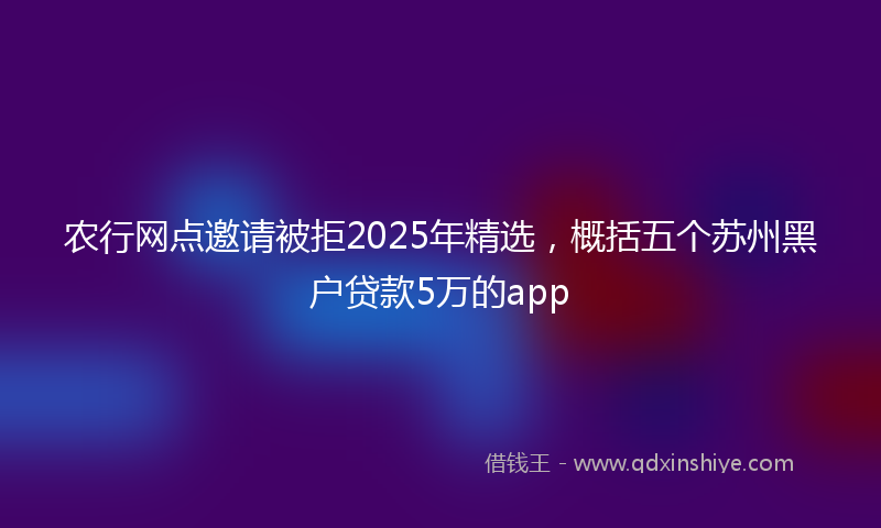 农行网点邀请被拒2025年精选，概括五个苏州黑户贷款5万的app