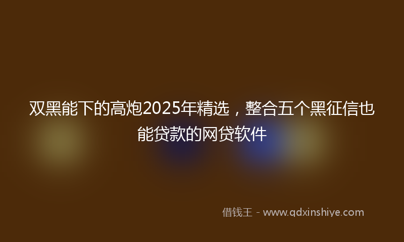 双黑能下的高炮2025年精选，整合五个黑征信也能贷款的网贷软件