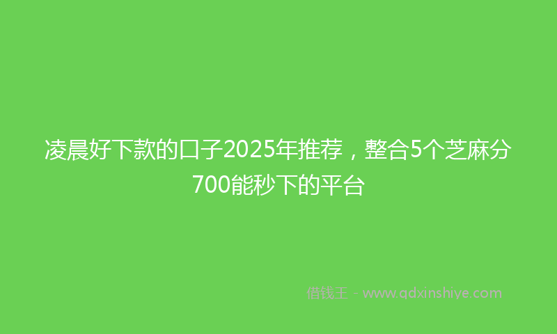 凌晨好下款的口子2025年推荐，整合5个芝麻分700能秒下的平台