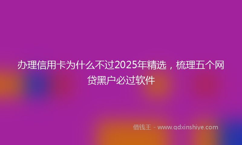 办理信用卡为什么不过2025年精选，梳理五个网贷黑户必过软件
