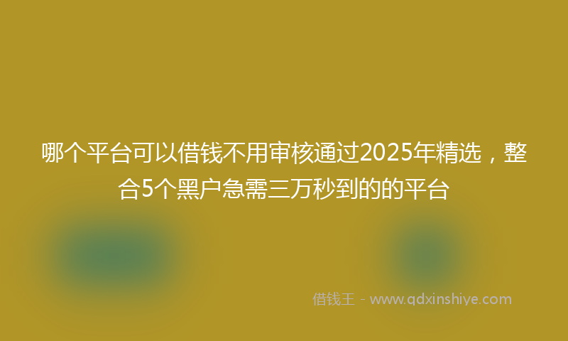哪个平台可以借钱不用审核通过2025年精选，整合5个黑户急需三万秒到的的平台