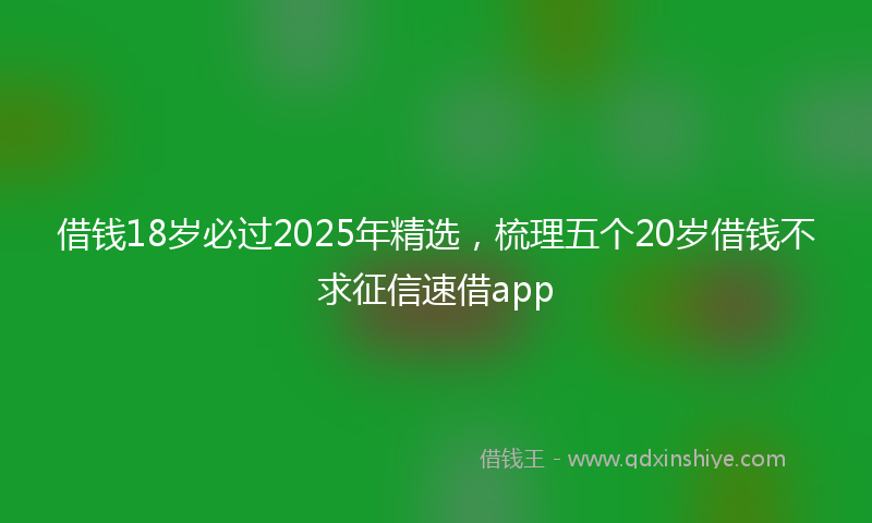 借钱18岁必过2025年精选，梳理五个20岁借钱不求征信速借app