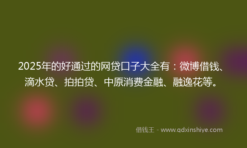 2025年的好通过的网贷口子大全有：微博借钱、滴水贷、拍拍贷、中原消费金融、融逸花等。