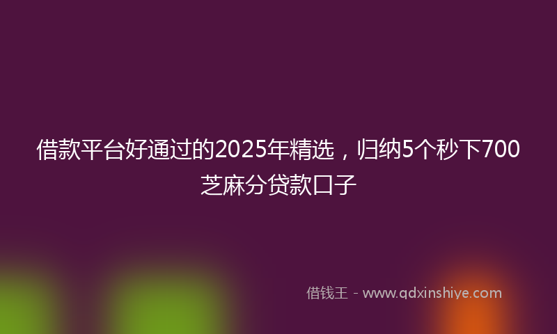 借款平台好通过的2025年精选，归纳5个秒下700芝麻分贷款口子